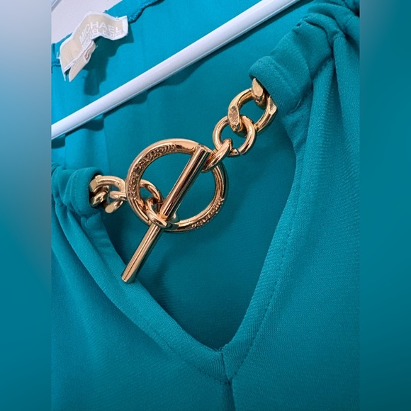 Michael Kors Turquoise Blouse with Gold Detail - Picture 2 of 6